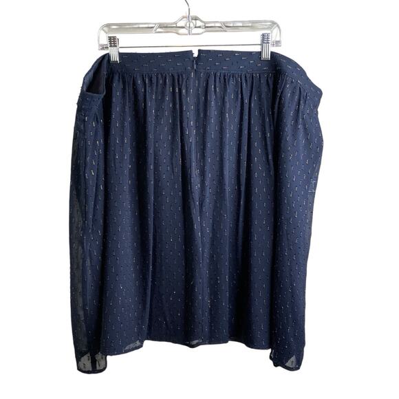 J Crew Navy Blue Gold Metallic Knee Length Flowy Skirt Size 24 Classic Party - Picture 2 of 11